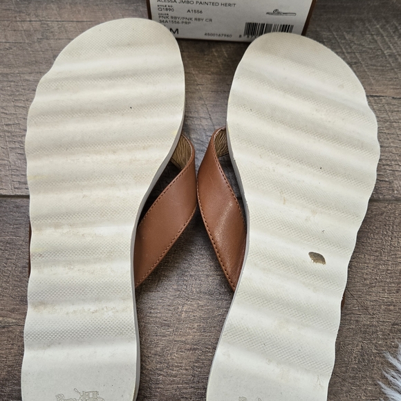 COACH Women's Brown Leather Thong Sandals - Picture 2 of 2